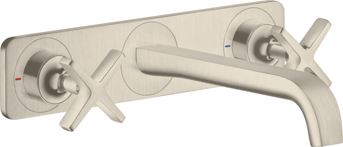 Bild von HANSGROHE AXOR Citterio E 3-Loch Waschtischarmatur Unterputz für Wandmontage mit Auslauf 220 mm und Platte #36115820 - Brushed Nickel