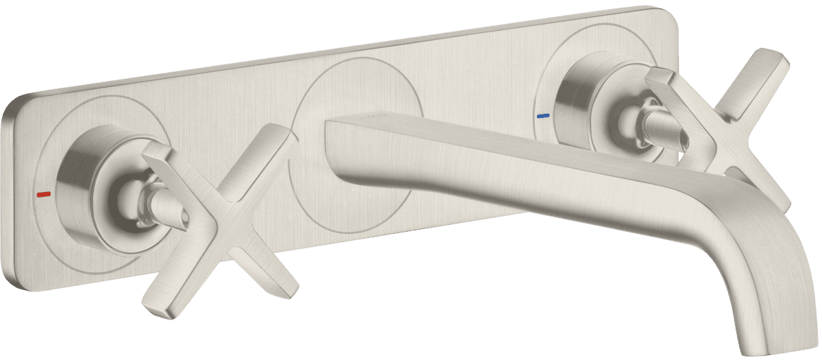 Bild von HANSGROHE AXOR Citterio E 3-Loch Waschtischarmatur Unterputz für Wandmontage mit Auslauf 220 mm und Platte #36115800 - Edelstahl Optic