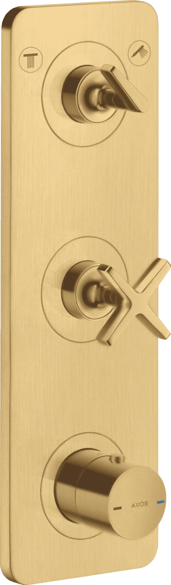 Bild von HANSGROHE AXOR Citterio E Thermostatmodul 380/120 Unterputz für 2 Verbraucher mit Platte #36703250 - Brushed Gold Optic