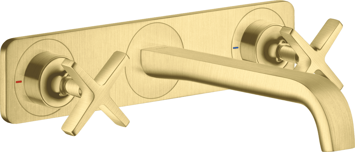 Bild von HANSGROHE AXOR Citterio E 3-Loch Waschtischarmatur Unterputz für Wandmontage mit Auslauf 220 mm und Platte #36115950 - Brushed Brass