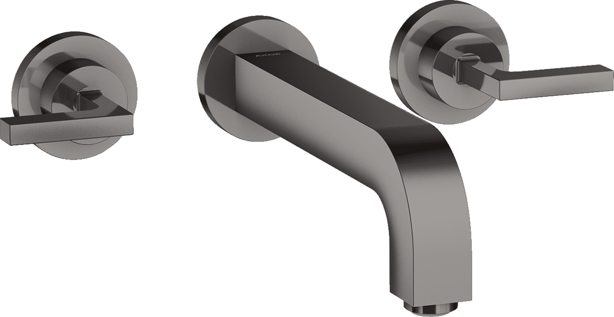 Bild von HANSGROHE AXOR Citterio 3-Loch Waschtischarmatur Unterputz für Wandmontage mit Auslauf 222 mm, Hebelgriffen und Rosetten #39147330 - Polished Black Chrome