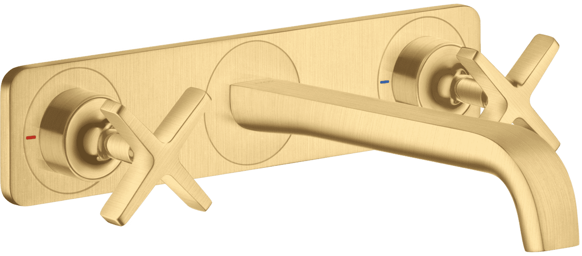 Bild von HANSGROHE AXOR Citterio E 3-Loch Waschtischarmatur Unterputz für Wandmontage mit Auslauf 220 mm und Platte #36115250 - Brushed Gold Optic