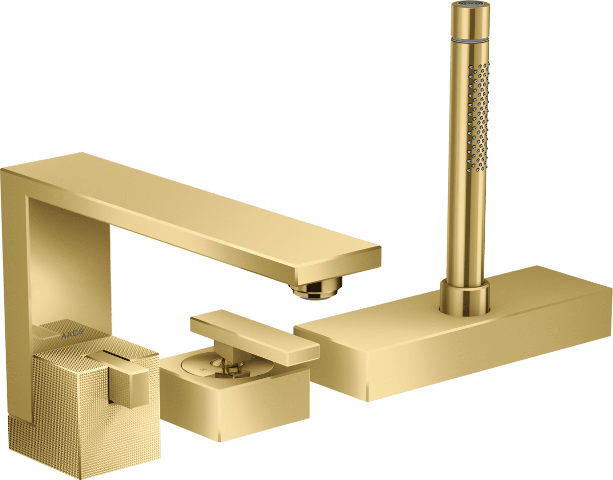 Bild von HANSGROHE AXOR Edge 3-Loch Einhebel-Wannenrandmischer - Diamantschliff #46431990 - Polished Gold Optic