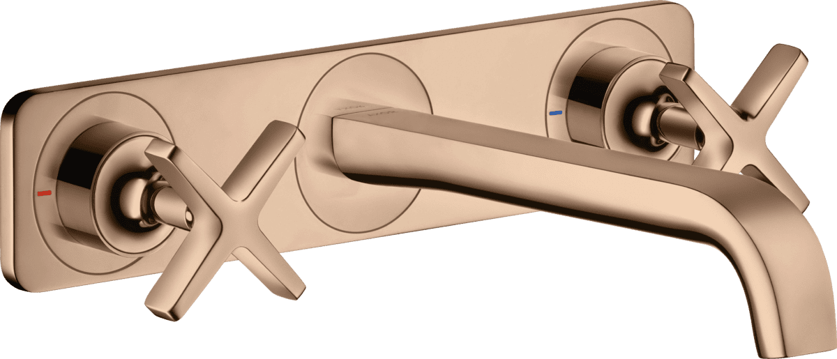 Bild von HANSGROHE AXOR Citterio E 3-Loch Waschtischarmatur Unterputz für Wandmontage mit Auslauf 220 mm und Platte #36115300 - Polished Red Gold