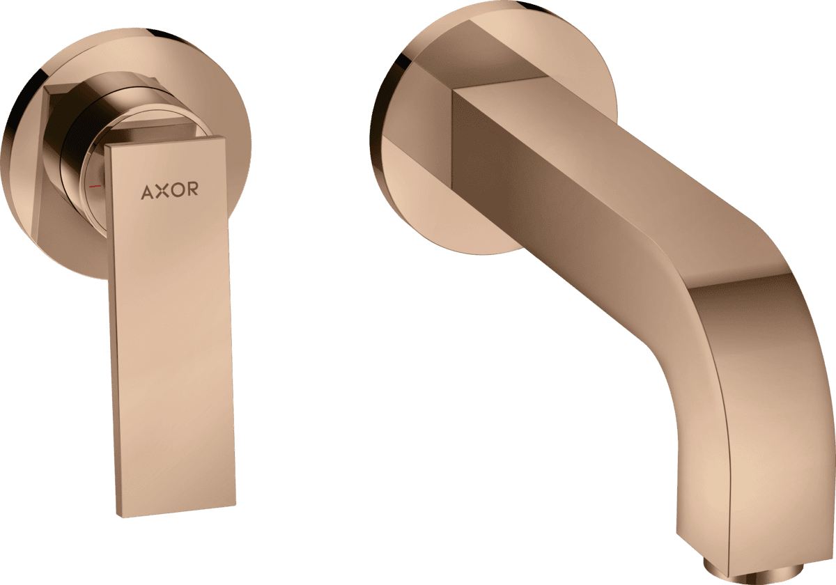 Bild von HANSGROHE AXOR Citterio Einhebel-Waschtischmischer Unterputz für Wandmontage mit Hebelgriff, Auslauf 220 mm und Rosetten #39121300 - Polished Red Gold