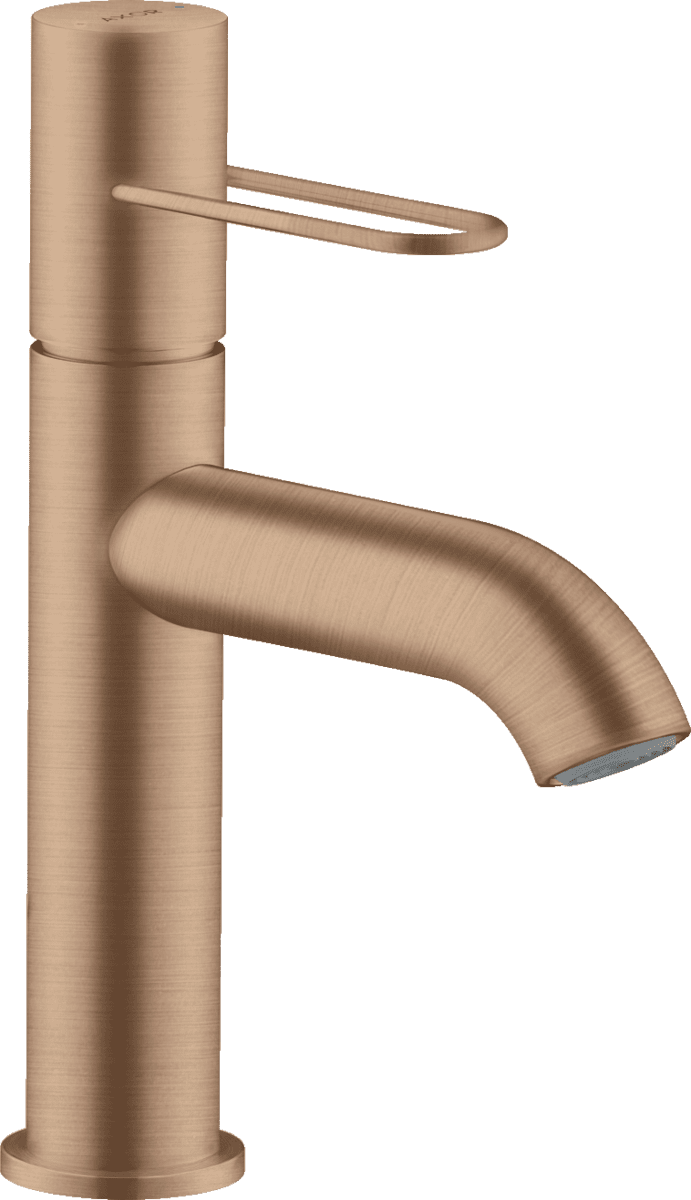 Picture of HANSGROHE AXOR Uno Single lever basin mixer 100 with loop handle and waste set #38026310 - Brushed Red Gold