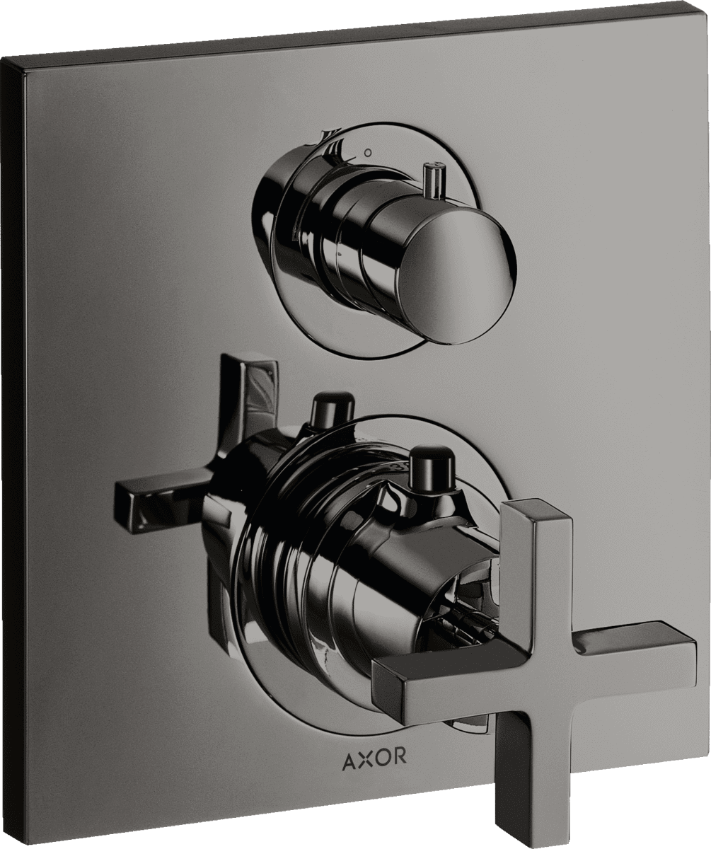 Bild von HANSGROHE AXOR Citterio Thermostat Unterputz mit Ab- und Umstellventil und Kreuzgriff #39725330 - Polished Black Chrome