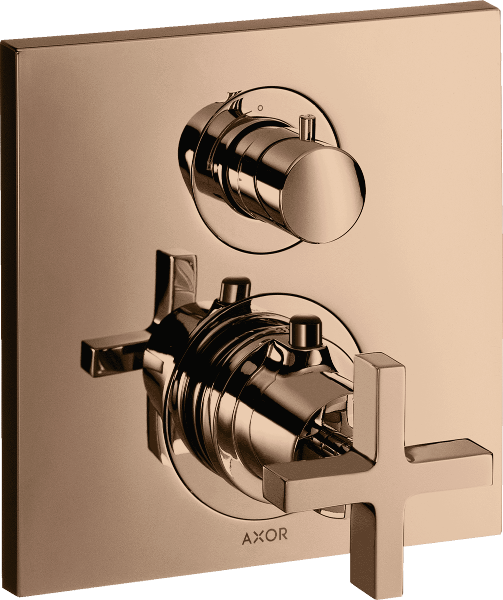 Bild von HANSGROHE AXOR Citterio Thermostat Unterputz mit Ab- und Umstellventil und Kreuzgriff #39725300 - Polished Red Gold