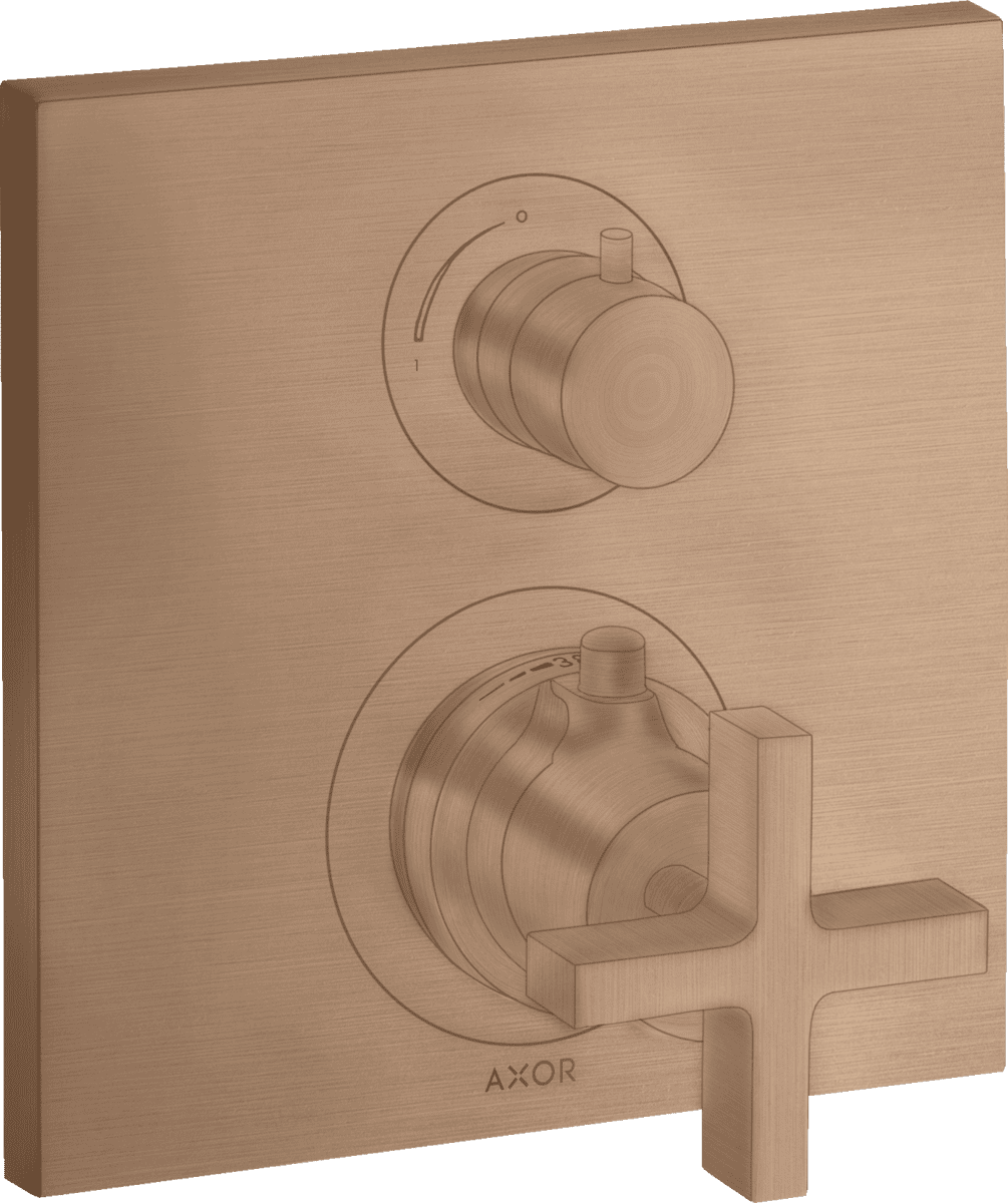 Bild von HANSGROHE AXOR Citterio Thermostat Unterputz mit Ab- und Umstellventil und Kreuzgriff #39725310 - Brushed Red Gold