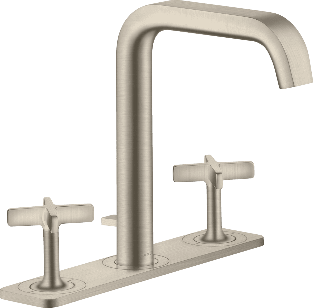 Picture of HANSGROHE AXOR Citterio E 3-hole basin mixer 170 with plate and pop-up waste #36116820 - Brushed nickel