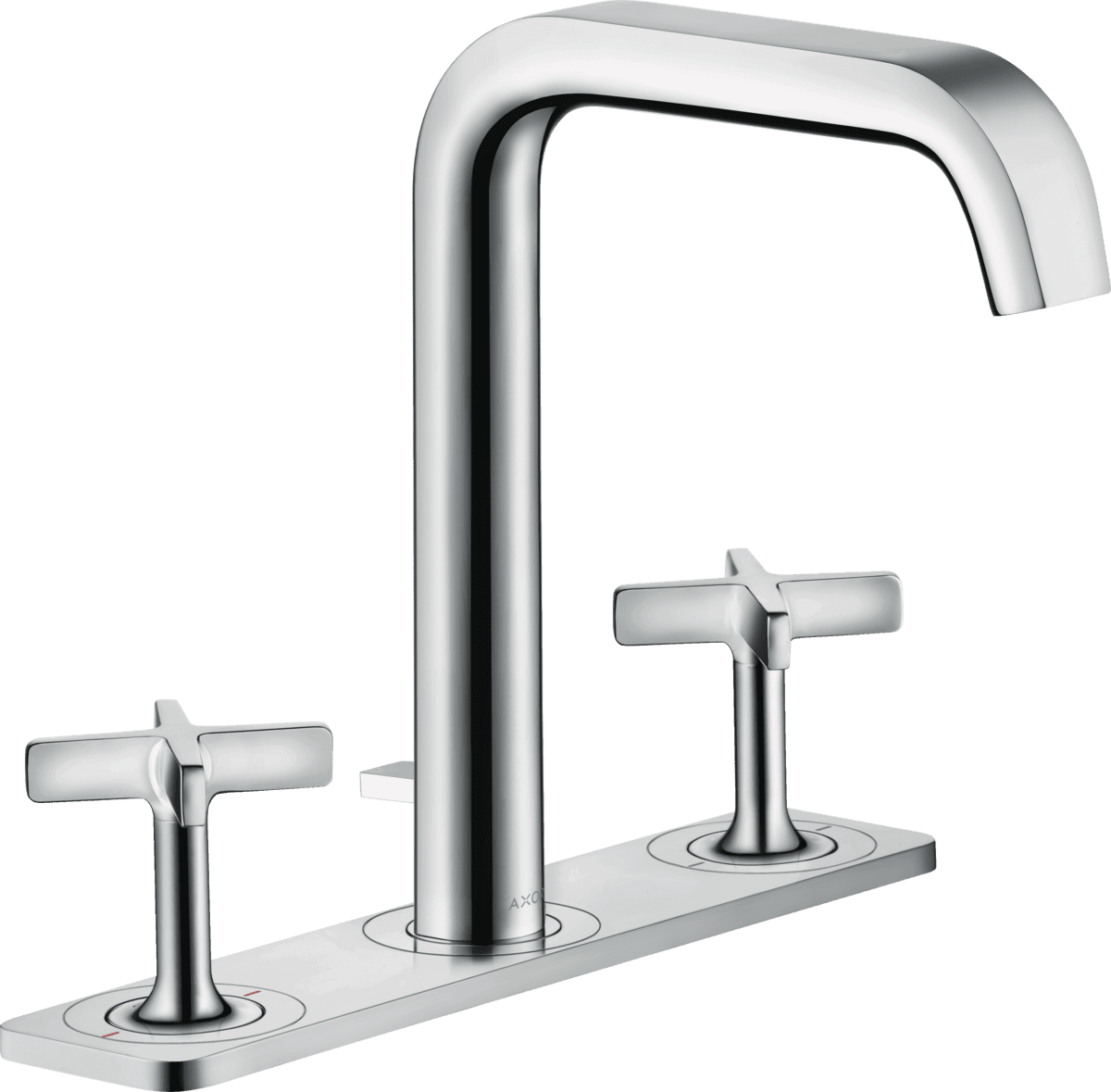 Picture of HANSGROHE AXOR Citterio E 3-hole basin mixer 170 with plate and pop-up waste set #36116800 - Stainless Steel Optic