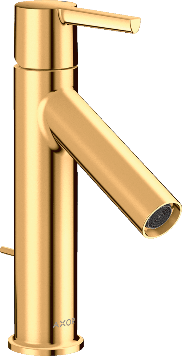 Bild von HANSGROHE AXOR Starck Einhebel-Waschtischmischer 100 mit Hebelgriff und Zugstangen-Ablaufgarnitur #10001990 - Polished Gold Optic