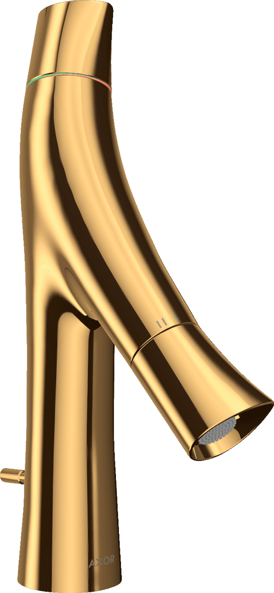 Bild von HANSGROHE AXOR Starck Organic 2-Griff Waschtischmischer 80 mit Zugstangen-Ablaufgarnitur #12010990 - Polished Gold Optic