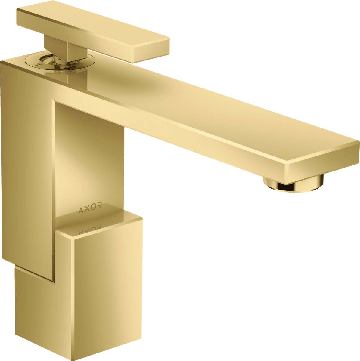 Bild von HANSGROHE AXOR Edge Einhebel-Waschtischmischer 130 mit Push-Open Ablaufgarnitur #46010990 - Polished Gold Optic