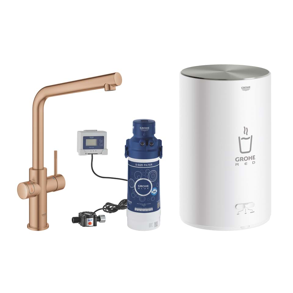 Picture of GROHE Red Duo mixer tap and boiler size M #30327DL1 - warm sunset brushed