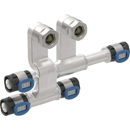 Bild von GEBERIT FlowFit Set Anschluss-T-Stücke für Vor- und Rücklauf, mit Anschlussverschraubung für Eurokonus #619.440.22.2