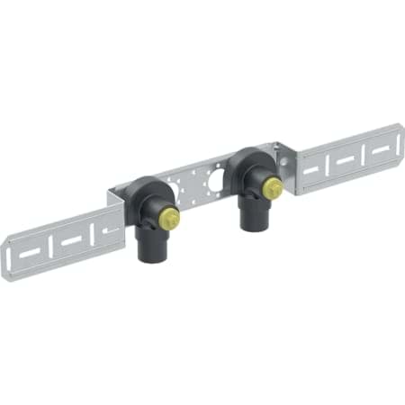 Bild von GEBERIT FlowFit Anschlusswinkel 90° vormontiert, zweifach, abgesetzt, gedämmt #619.639.00.1