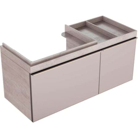 Bild von GEBERIT Citterio Unterschrank für Waschtisch, mit zwei Schubladen und Ablagefläche Schubladen: schwarz / Glas glänzend Korpus: Eiche graubraun / Melamin Holzstruktu 500.562.JJ.1