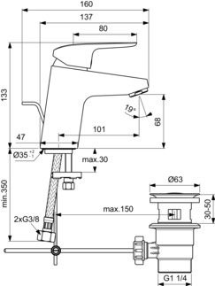 Picture of IDEAL STANDARD Ceraflex basin mixer, 101mm projection #B1707AA - chrome