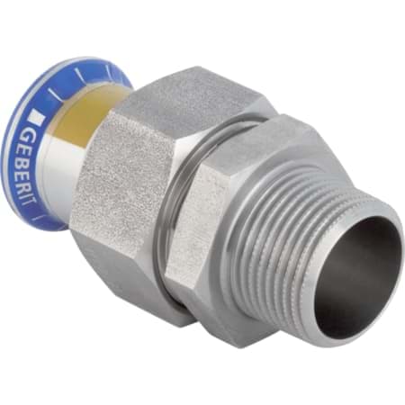 Picture of GEBERIT Mapress Stainless Steel adaptor union with male thread, union nut made of CrNi steel (gas) #34439