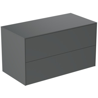 Bild von IDEAL STANDARD Conca Waschtischunterschrank 1002x505mm, mit 2 Push-Open (Softclose-Einzug) Auszügen, mit Waschtischplatte #T4323Y2 - Anthrazit matt
