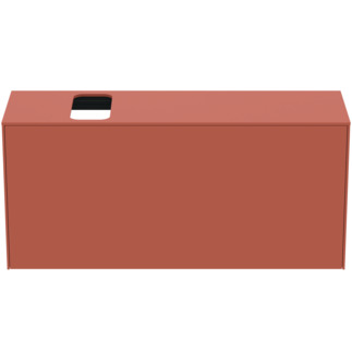 Picture of IDEAL STANDARD Conca 120cm wall hung short projection washbasin unit with 1 external drawer & 1 internal drawer, bespoke cutout, matt sunset #T3938Y3 - Matt Sunset