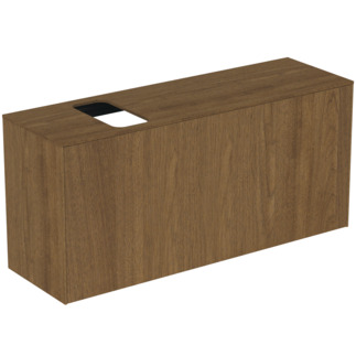 Picture of IDEAL STANDARD Conca 120cm wall hung short projection washbasin unit with 1 external drawer & 1 internal drawer, bespoke cutout, dark walnut #T3938Y5 - Dark Walnut