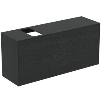 Picture of IDEAL STANDARD Conca 120cm wall hung short projection washbasin unit with 1 external drawer & 1 internal drawer, bespoke cutout, smoked oak #T3938Y4 - Smoked Oak