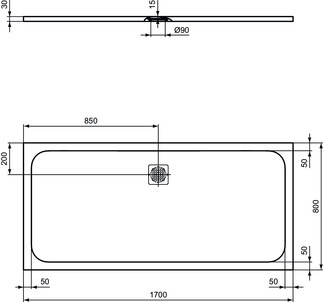 Picture of IDEAL STANDARD UltraFlat S 1700 x 800 x 30mm shower tray, pure white #K8284FR - Pure White