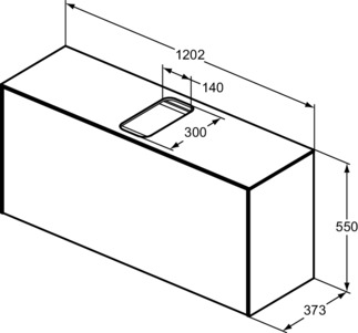 Picture of IDEAL STANDARD Conca 120cm wall hung short projection washbasin unit with 1 external drawer & 1 internal drawer, centre cutout, smoked oak #T3937Y4 - Smoked Oak