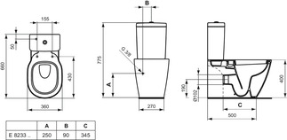 Obrázek IDEAL STANDARD Kombinace Connect Washdown WC _ Bílá (Alpine) s Ideal Plus #E8233MA - Bílá (Alpine) s Ideal Plus