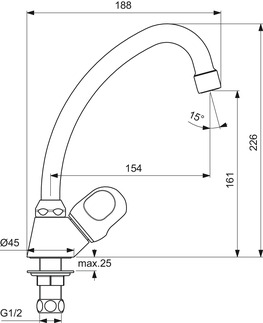 Picture of IDEAL STANDARD Alpha pillar valve, projection 154mm #B1841AA - chrome