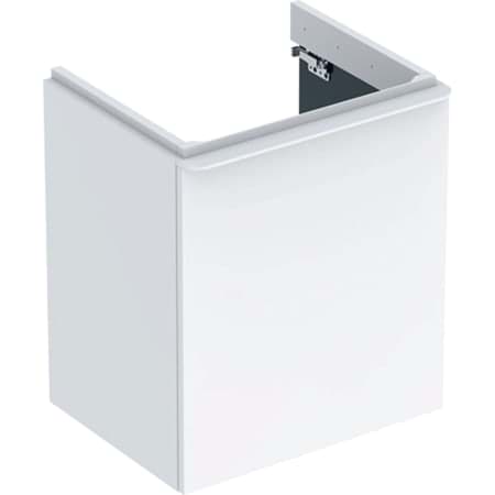Bild von GEBERIT Smyle Square Unterschrank für Waschtisch, mit einer Tür #500.365.00.1 - Korpus und Front: weiß / lackiert hochglänzend Griff: weiß / pulverbeschichtet matt