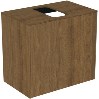 Picture of IDEAL STANDARD Conca 60cm wall hung short projection washbasin unit with 1 external drawer & 1 internal drawer, centre cutout, dark walnut #T3934Y5 - Dark Walnut