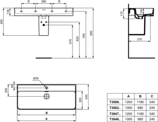 Bild von IDEAL STANDARD Strada II Waschtisch 1000x430mm, mit 1 Hahnloch, mit Überlaufloch (geschlitzt) #T3002MA - Weiß (Alpin) mit Ideal Plus