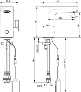 Picture of IDEAL STANDARD Ceraplus sensor basin mixer, projection 116mm #A6145AA - chrome