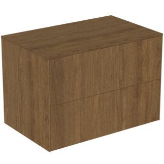 Picture of IDEAL STANDARD Conca 80cm wall hung washbasin unit with 2 drawers, no cutout, dark walnut #T4322Y5 - Dark Walnut