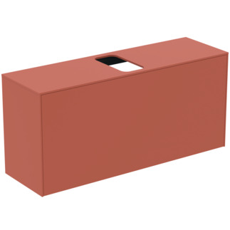 Picture of IDEAL STANDARD Conca 120cm wall hung short projection washbasin unit with 1 external drawer & 1 internal drawer, centre cutout, matt sunset #T3937Y3 - Matt Sunset
