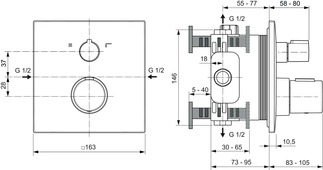 Bild von IDEAL STANDARD Ceratherm C100 Badethermostat Unterputz #A7522A5 - Magnetic Grey