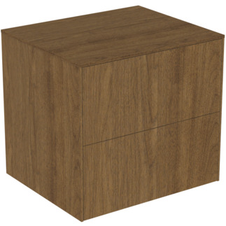 Obrázek IDEAL STANDARD Toaletní skříňka Conca 602x505 mm, se 2 výsuvnými zásuvkami s tichým zavíráním, s horní deskou #T4321Y5 - tmavý ořech