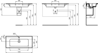 Bild von IDEAL STANDARD Strada II Möbelwaschtisch 1040x460mm, mit 1 Hahnloch, mit Überlaufloch (geschlitzt) #T300401 - Weiß (Alpin)
