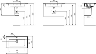 Picture of IDEAL STANDARD Strada II furniture washbasin 840x460mm, with 1 tap hole, with overflow hole (slotted) #T3003MA - White (Alpine) with Ideal Plus