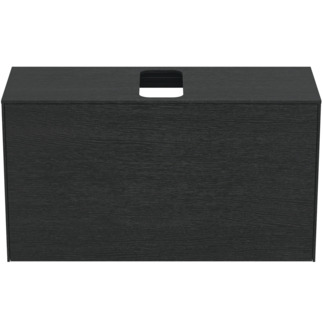 Picture of IDEAL STANDARD Conca 100cm wall hung short projection washbasin unit with 1 external drawer & 1 internal drawer, centre cutout, smoked oak #T3936Y4 - Smoked Oak