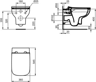 Obrázek IDEAL STANDARD i.life A Závěsné WC RimLS+ #T4523MA - Bílá (Alpine) s Ideal Plus