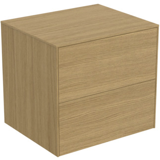 Obrázek IDEAL STANDARD Toaletní skříňka Conca 602x505 mm, se 2 výsuvnými zásuvkami s tichým zavíráním, s umyvadlovou deskou #T4321Y6 - světlý dub