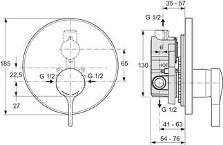Bild von IDEAL STANDARD Melange Brausearmatur Unterputz Chrom A4273AA