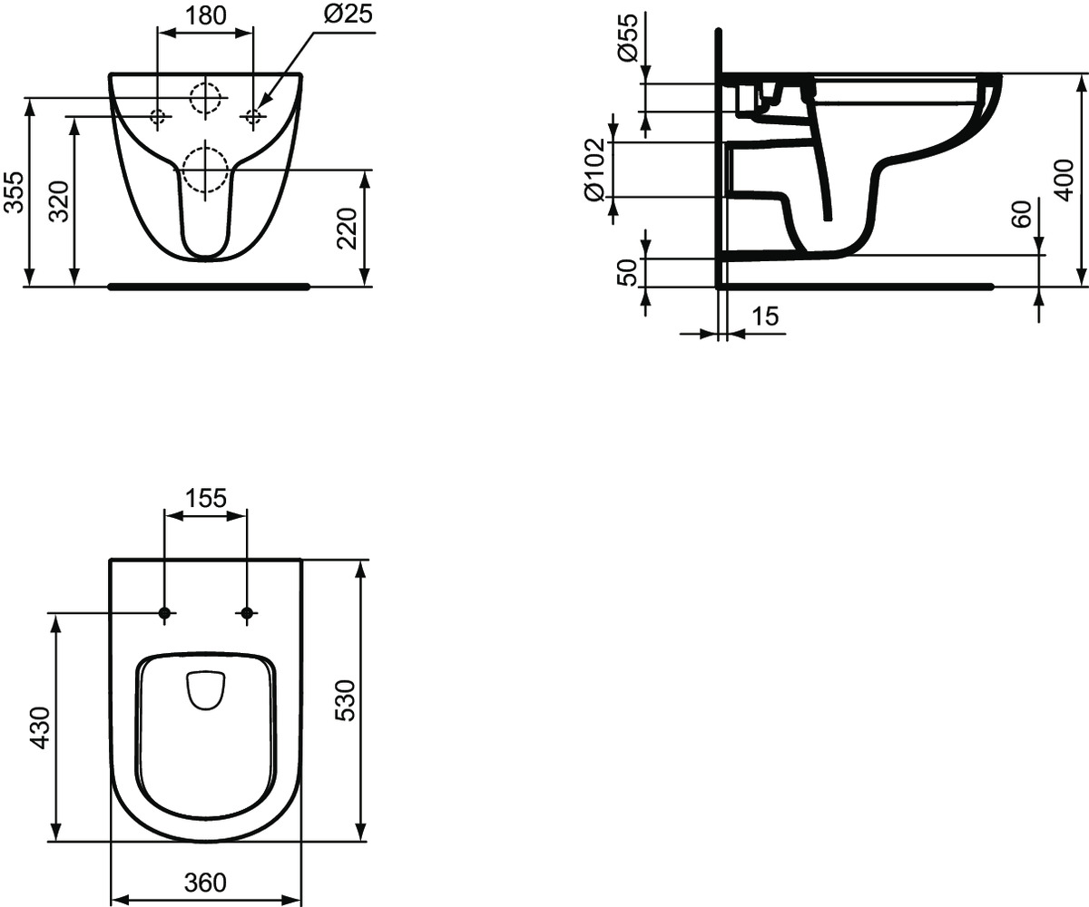 Bild von IDEAL STANDARD Eurovit Plus Wandtiefspül-WC ohne Spülrand Weiß (Alpin) T041501