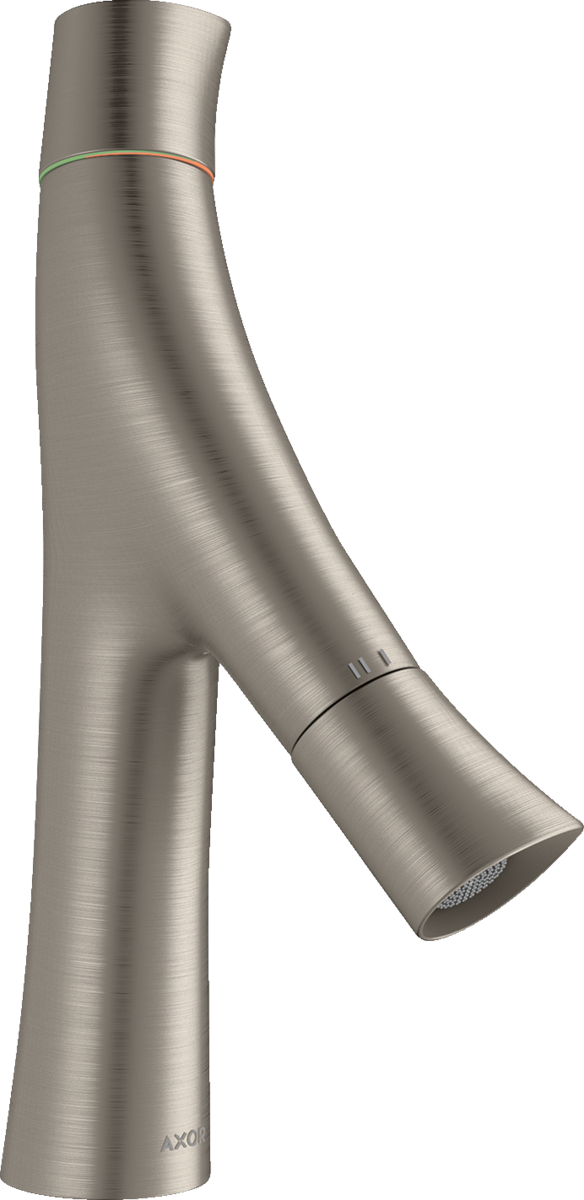 Bild von HANSGROHE AXOR Starck Organic 2-Griff Waschtischmischer 80 mit Ablaufgarnitur #12011800 - Edelstahl Optic