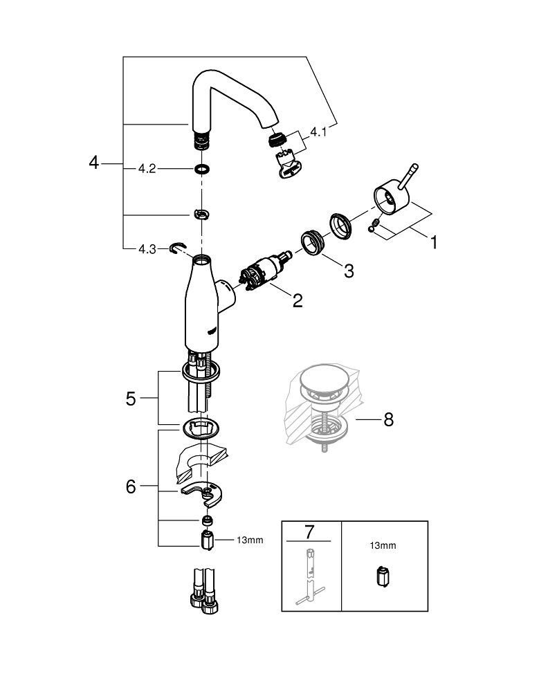 Bild von GROHE Essence Einhand-Waschtischbatterie, 1/2″ L-Size #23541001 - chrom