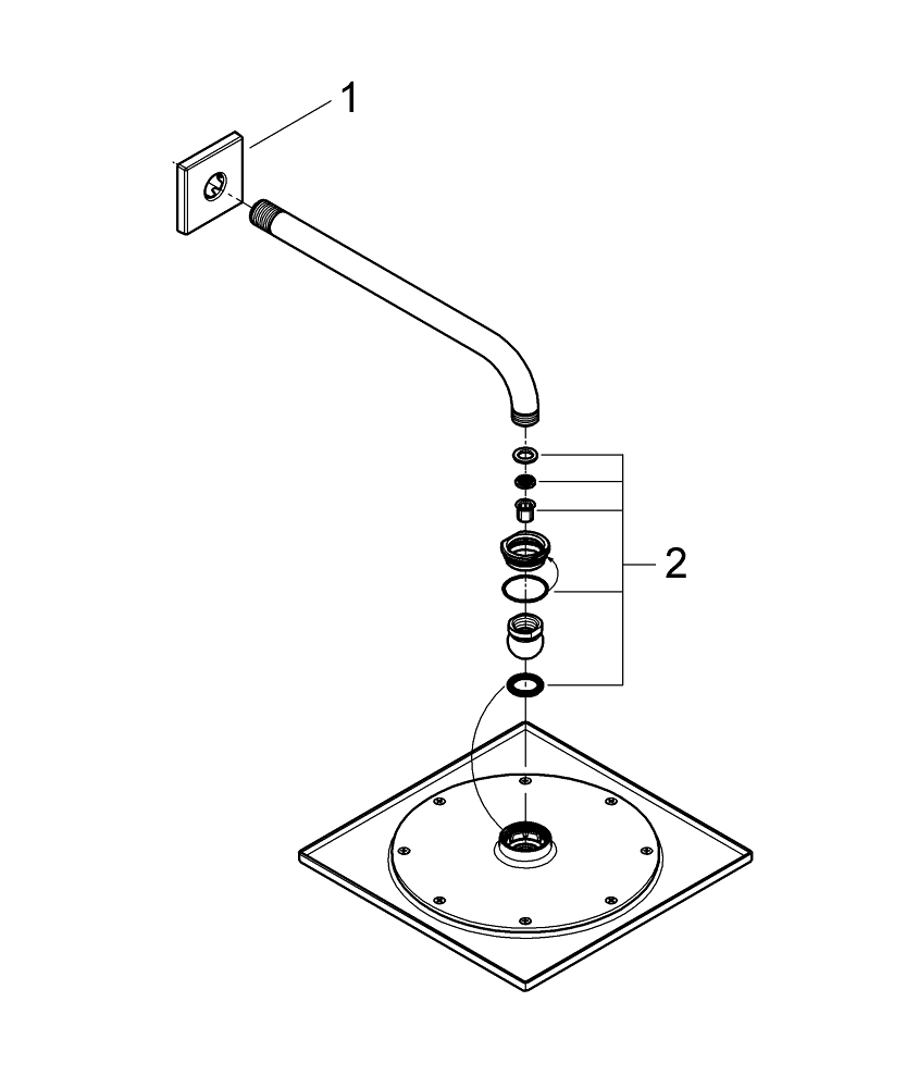 Bild von GROHE Rainshower F-Series 10″ Kopfbrause-Set 286 mm, 1 Strahlart #26060000 - chrom
